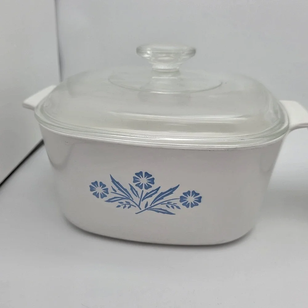 CorningWare Casserole‎ Dish Set Blue Cornflower 3qt 1.75qt Pyroceram Vintage USA